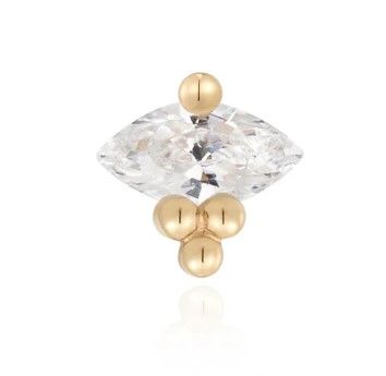 Ember Solid 14K Yellow Gold Poppy - White CZ