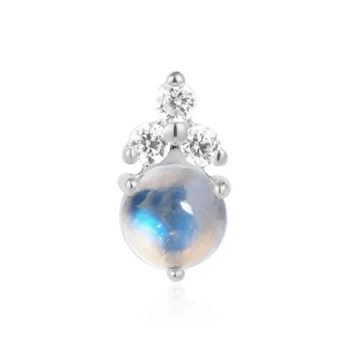 Ember Solid 14K White Gold Midsummer - Rainbow Moonstone & White CZ