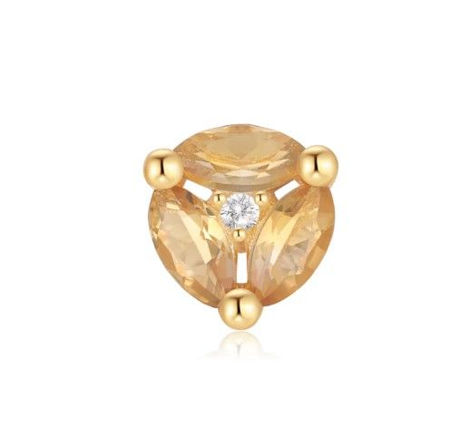 Ember Solid 14K Yellow Gold Triple Treath - Genuine Citrine & White CZ