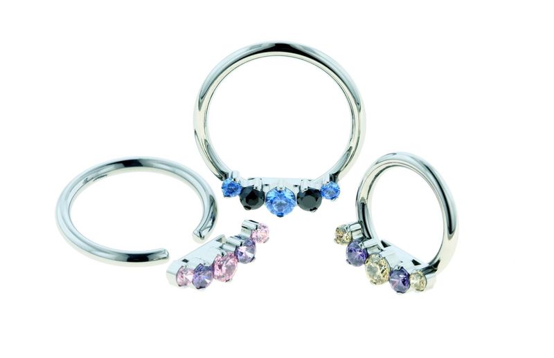 Industrial Strength Titanium Prong Set Prium Captive Bead Small - White CZ