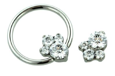 Industrial Strength Titanium Prong Set Caeli Captive Bead Large - White CZ