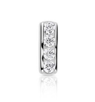 Industrial Strength Titanium Channel Set Row Of 4 Gems  Threadless End - White CZ