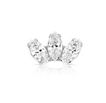 Industrial Strength Titanium Prong Marquise Fan Threadless End - White CZ
