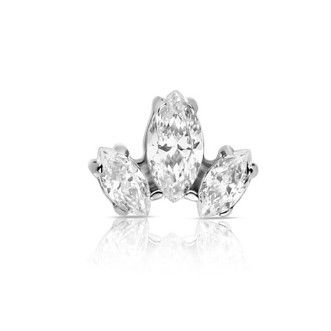 Industrial Strength Titanium Prong Marquise Fan #9 Threadless End - White CZ