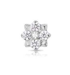 Industrial Strength Titanium Odyssey Flower #3  Threadless End - White CZ