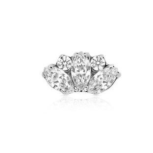 Industrial Strength Titanium Prong Marquise Fan #10 Threadless End - White CZ