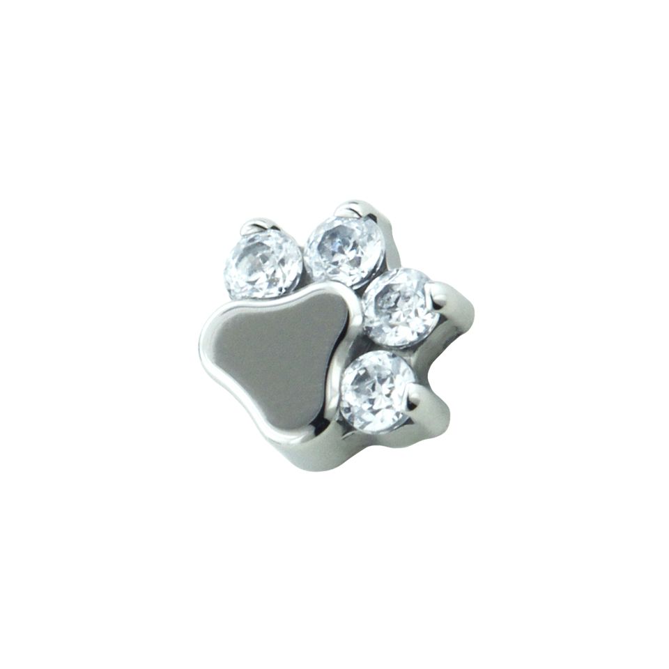 Industrial Strength Titanium Paw Threadless End - White CZ Industrial Strength Titanium Paw Threadless End - White CZ