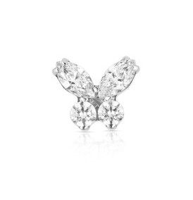 Industrial Strength Titanium Crystal Butterfly  Threadless End - White CZ