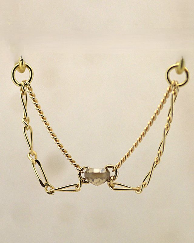 Seven Five Zero 18K Solid Yellow Gold Chain - The Bat Chocolate Grey Diamond