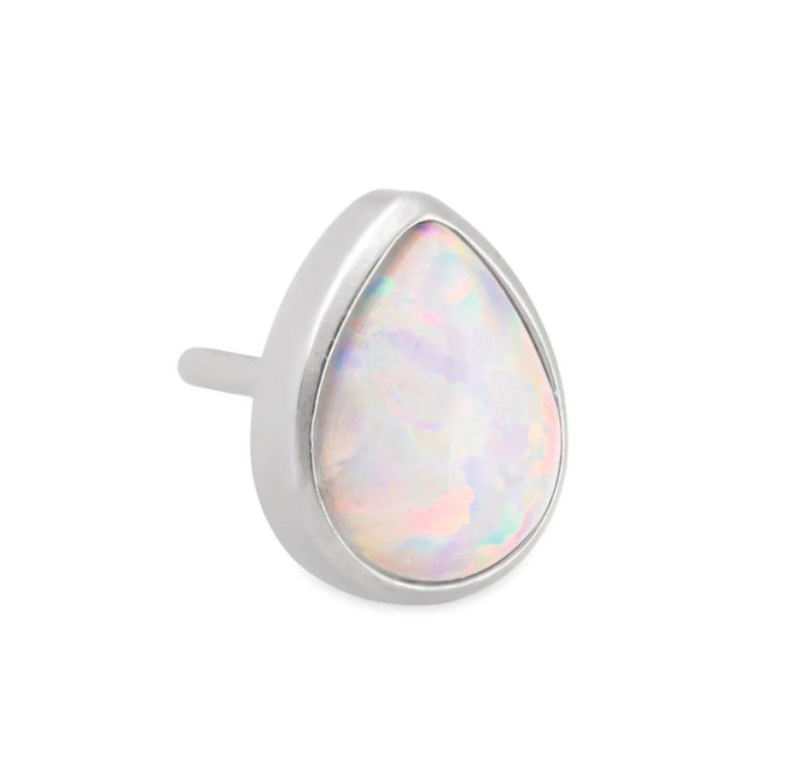 Titanium Threadless White Faux-pal Teardrop Titanium Threadless White Faux-pal Teardrop
