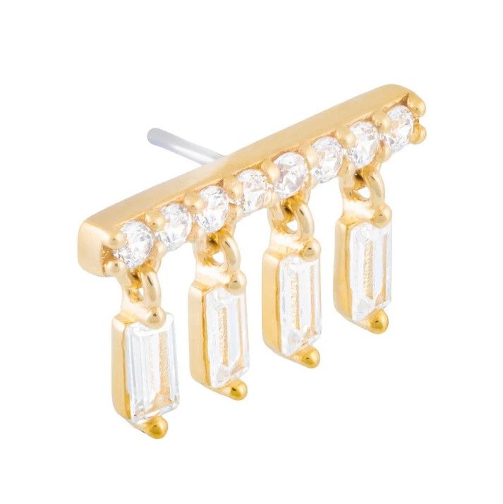 14K Yellow Columns Dangle Threadless End