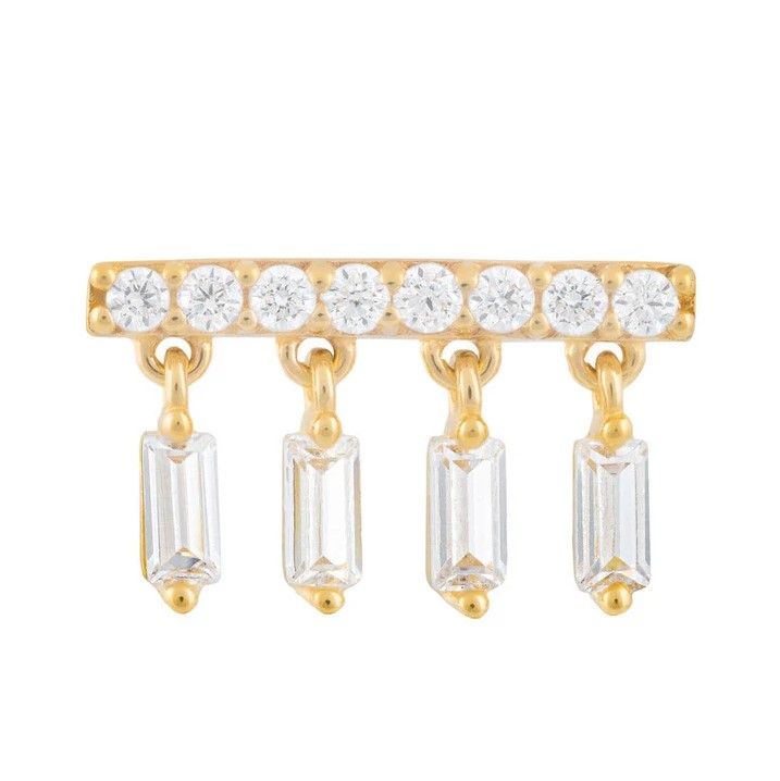 14K Yellow Columns Dangle Threadless End