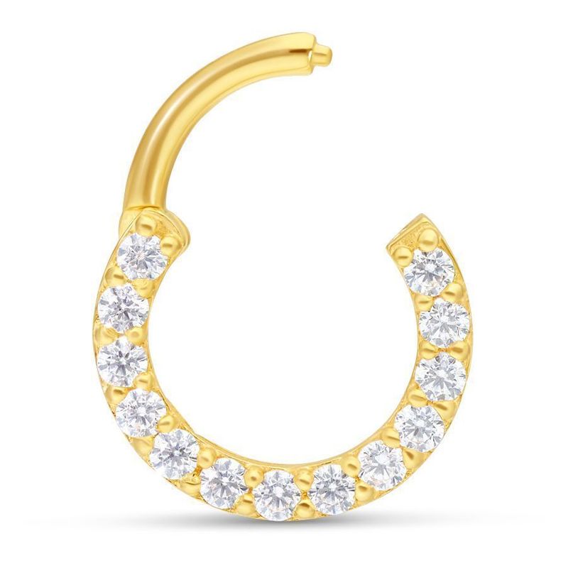 18K Solid Gold Pave Set Crystal Clicker Ring