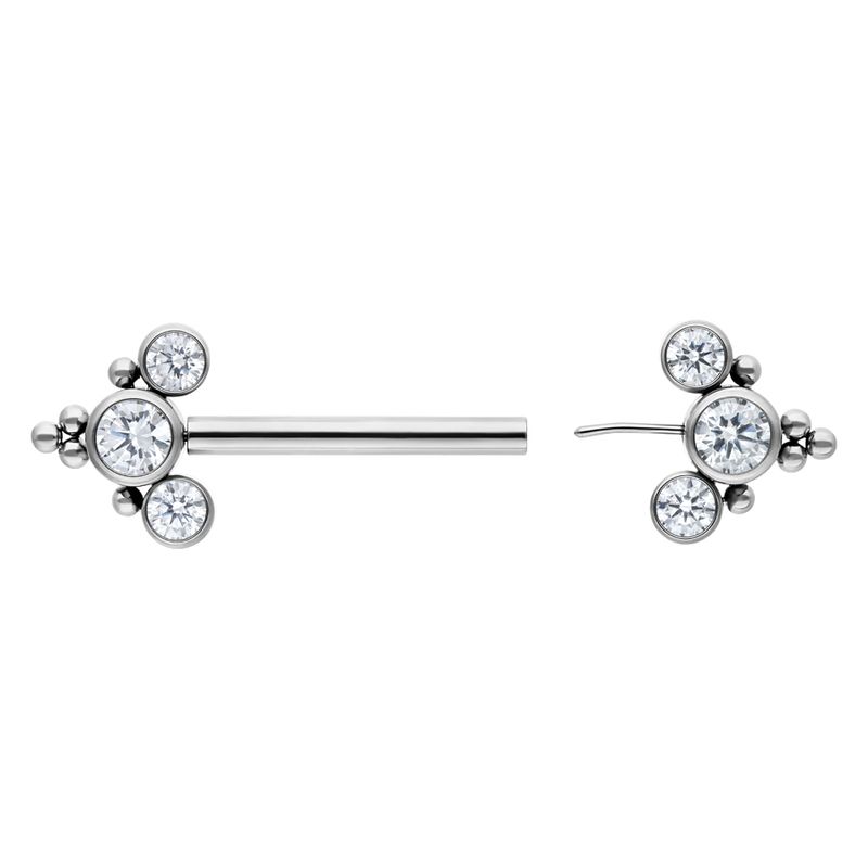 Titanium Threadless Bead Accent Prium Nipple Barbell