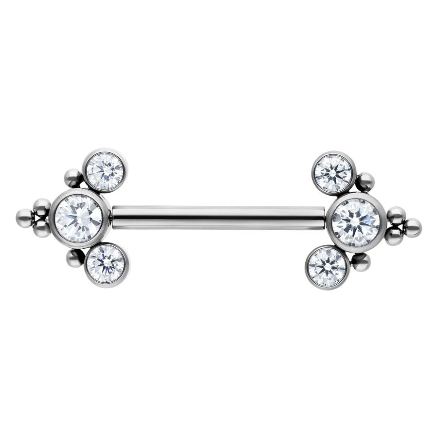 Titanium Threadless Bead Accent Prium Nipple Barbell