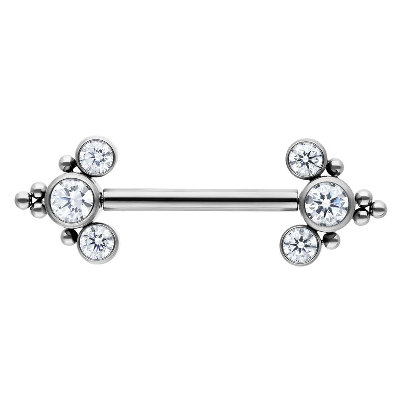 Titanium Threadless Bead Accent Prium Nipple Barbell