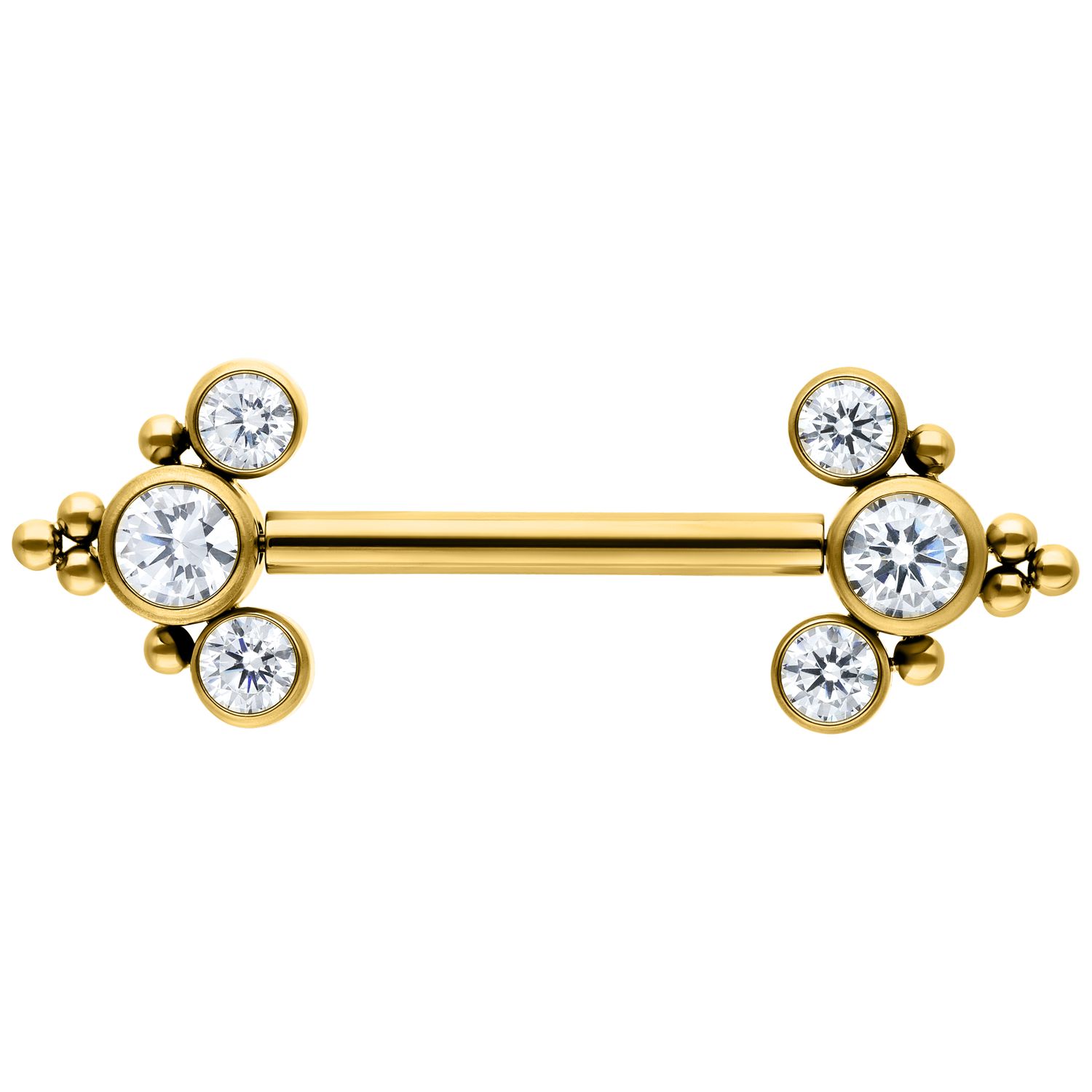 Titanium Threadless Bead Accent Prium Nipple Barbell Gold PVD Titanium Threadless Bead Accent Prium Nipple Barbell Gold PVD