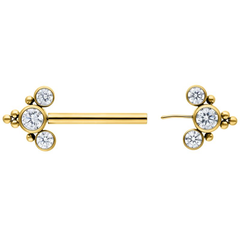 Titanium Threadless Bead Accent Prium Nipple Barbell Gold PVD