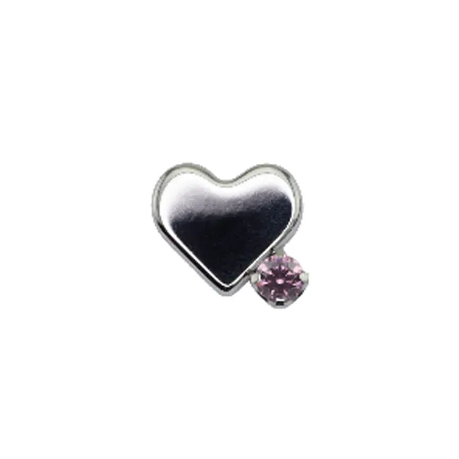 Canasteel Threadless Sweatheart Right 3 mm - Pink CZ