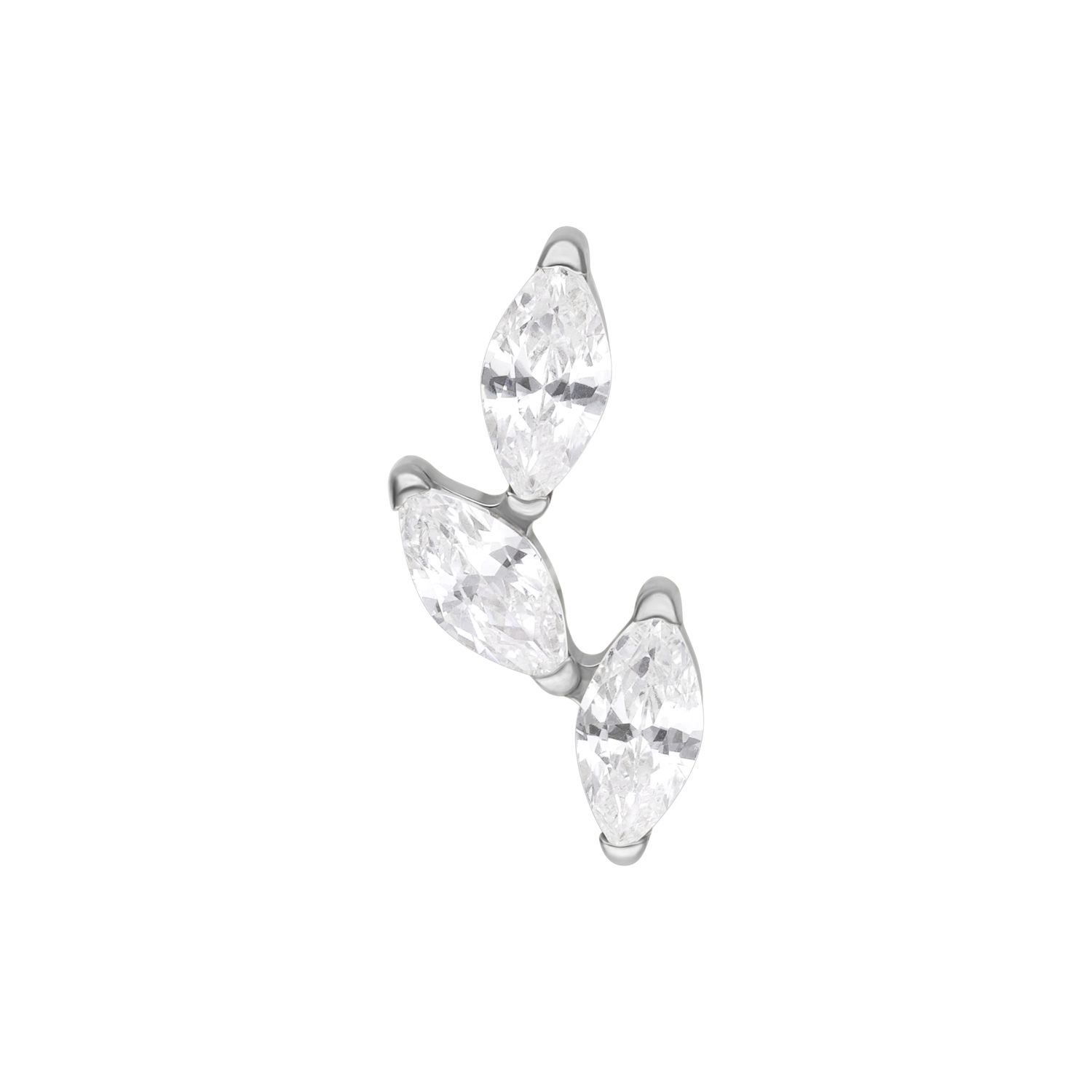 Titanium Threadless Marquise Twig Cluster - White CZ Titanium Threadless Marquise Twig Cluster - White CZ