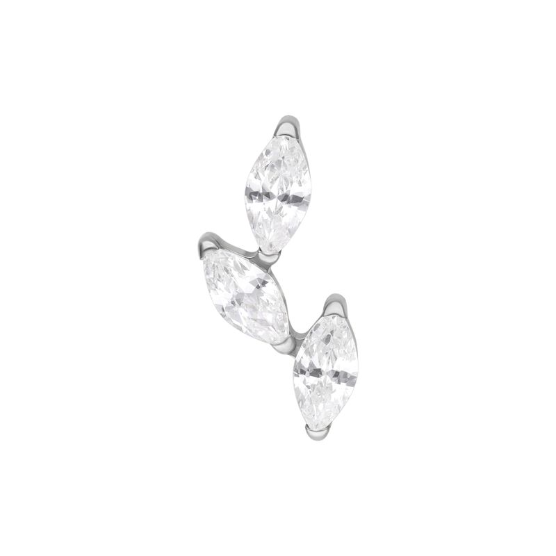 Titanium Threadless Marquise Twig Cluster - White CZ