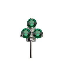 Canasteel Threadless Forward Facing Trinity - Emerald CZ