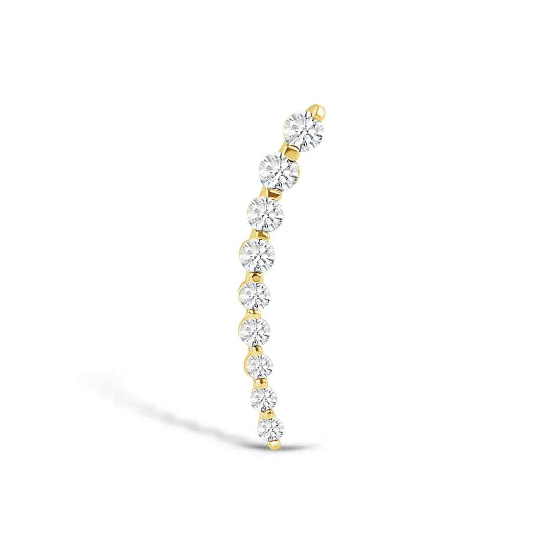 Norvoch 14K Solid Gold 1/1.2 mm Threaded Ponytail With Gems - White CZ Norvoch 14K Solid Gold 1/1.2 mm Threaded Ponytail With Gems - White CZ