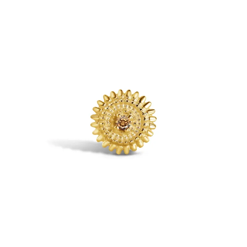Norvoch 14K Solid Gold 1/1.2 mm Threaded Jade - Champagne CZ