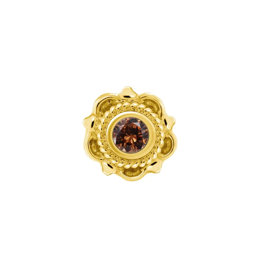 Norvoch 14K Solid Gold 1/1.2 mm Threaded Aberdeen - Coffee CZ