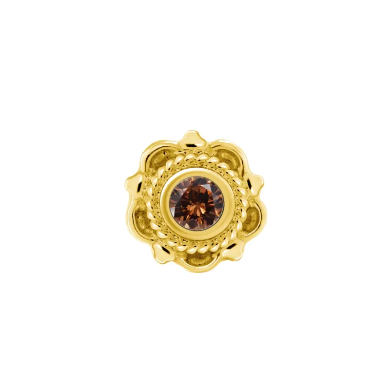 Norvoch 14K Solid Gold 1/1.2 mm Threaded Aberdeen - Coffee CZ