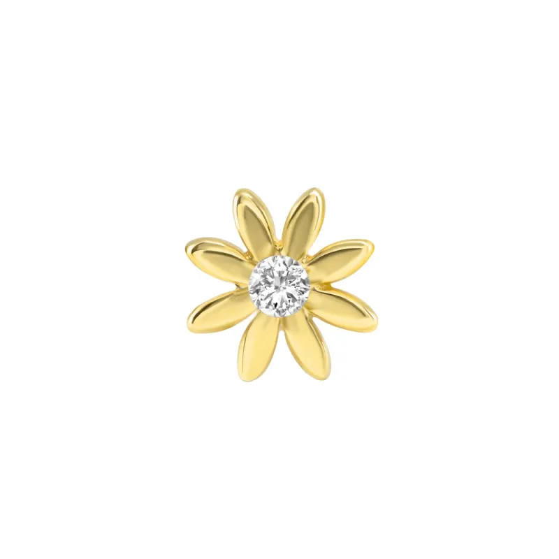 Norvoch 14K Solid Gold Threadless Chamomile - White CZ