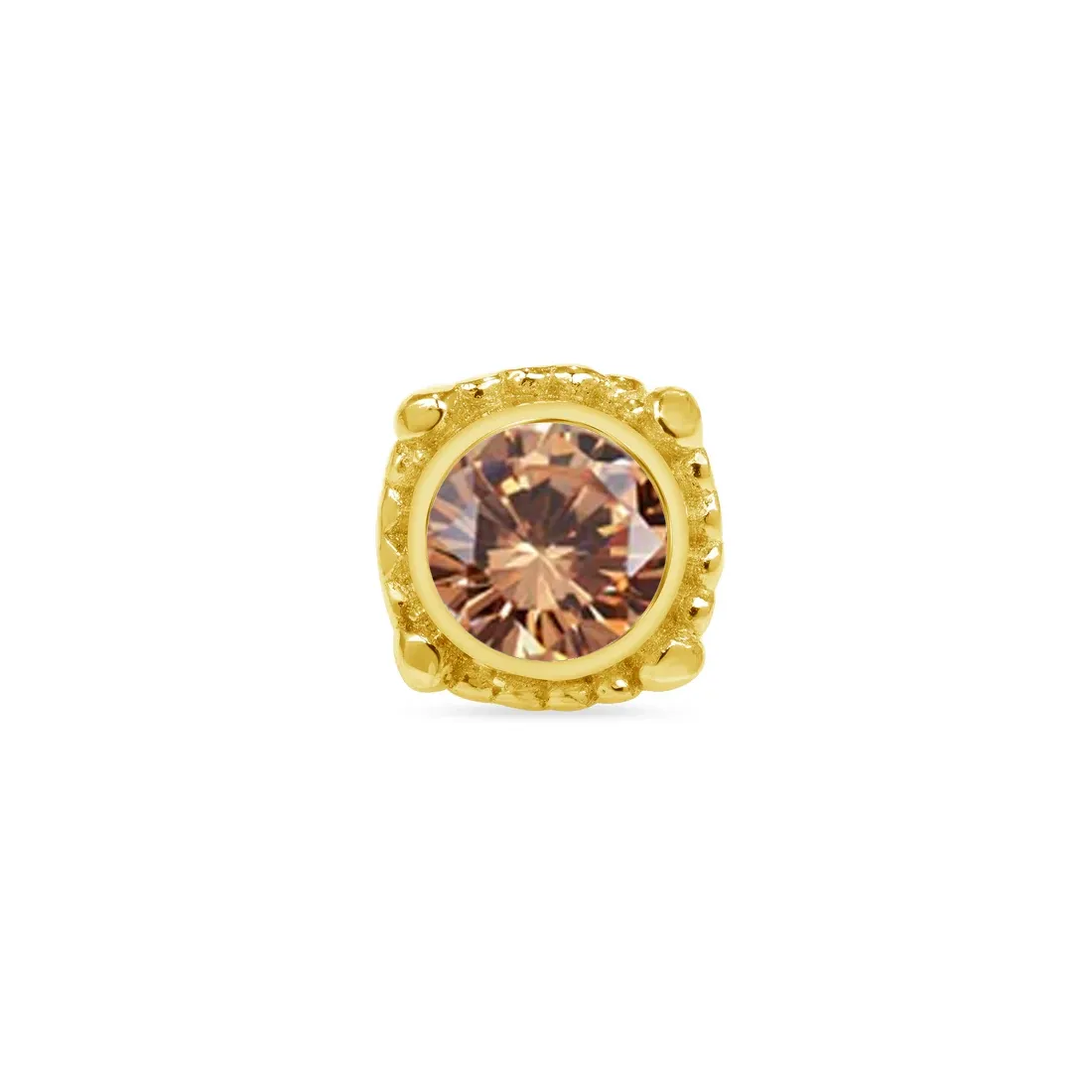 Norvoch 14K Solid Gold Threadless Afra - Champagne CZ