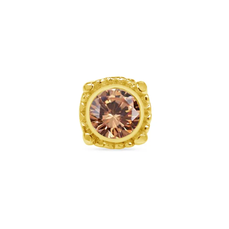 Norvoch 14K Solid Gold Threadless Afra - Champagne CZ