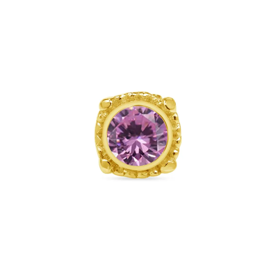 Norvoch 14K Solid Gold Threadless Afra - Pink CZ
