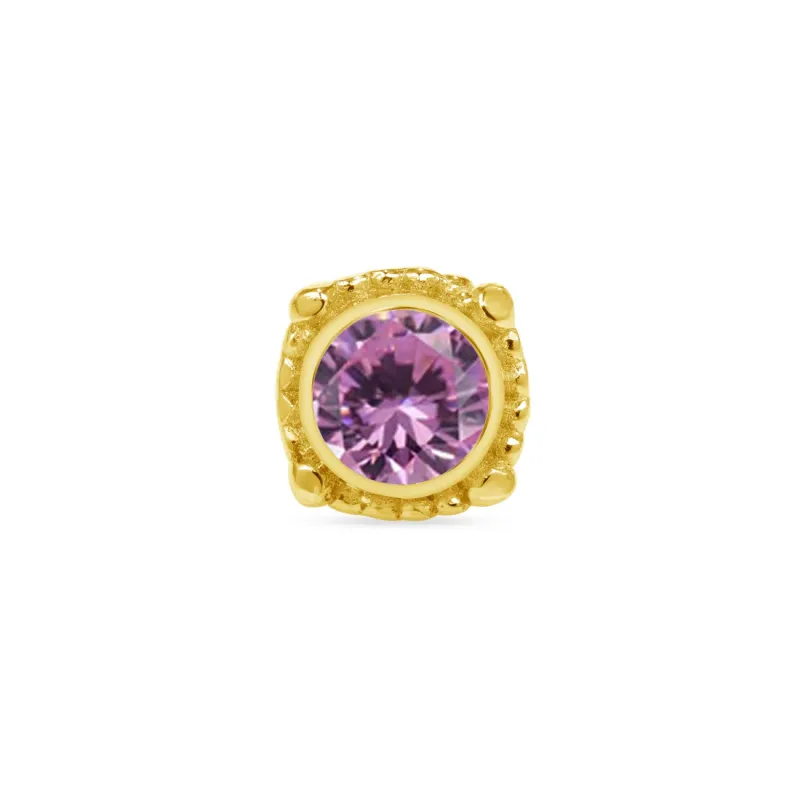 Norvoch 14K Solid Gold Threadless Afra - Pink CZ