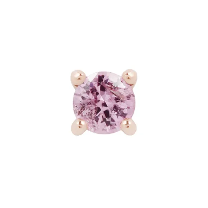 Buddha Jewelry 14K Solid Rose Gold Threadless Prong Set Facetted Gem 2.5 mm - Pink Sapphire