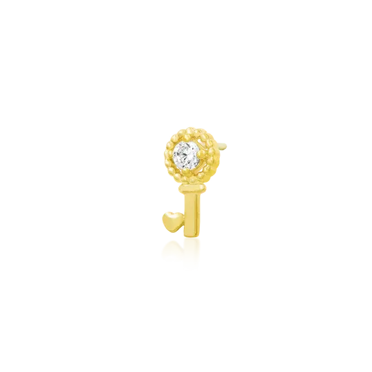 Junipurr 14K Solid Yellow Gold Threadless Key With Heart