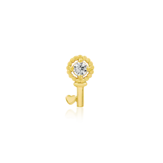 Junipurr 14K Solid Yellow Gold Threadless Key With Heart