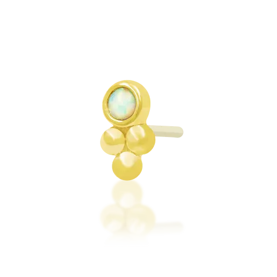 Junipurr 14K Solid Yellow Gold Threadless Bezel With Tri-bead Accent