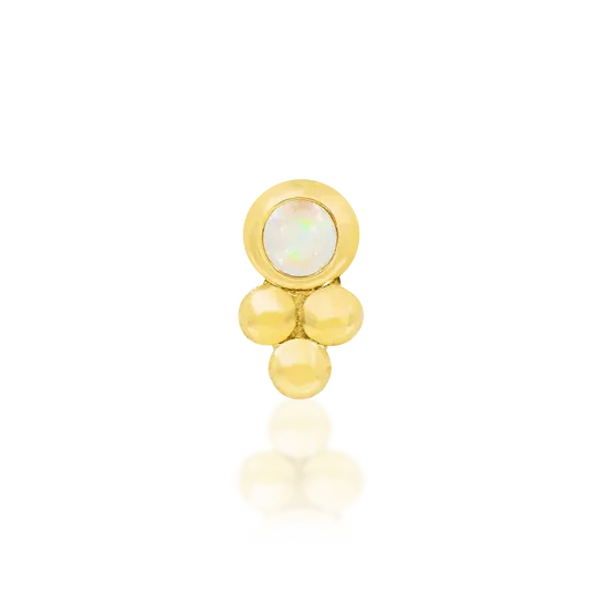 Junipurr 14K Solid Yellow Gold Threadless Bezel With Tri-bead Accent