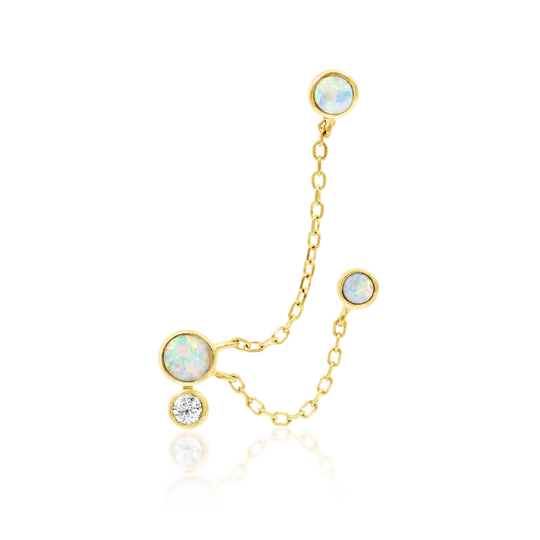 Junipurr 14K Solid Yellow Gold Threadless Mei Triple Pin