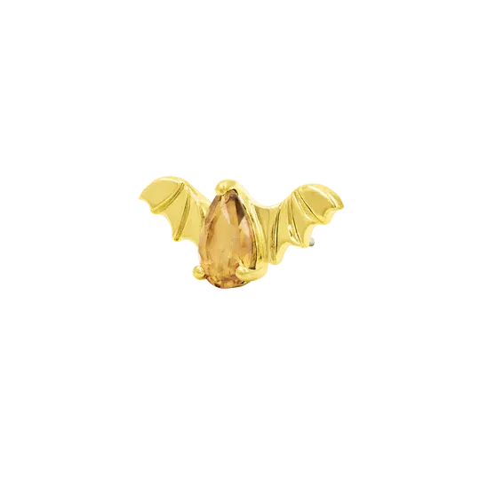 Junipurr 14K Solid Yellow Gold Threadless Bat Champagne CZ