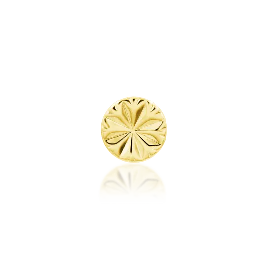 Junipurr 14K Solid Yellow Gold Engraved Disc