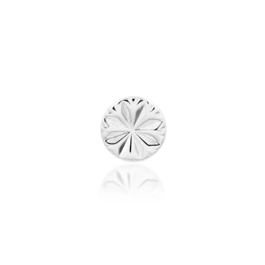 Junipurr 14K Solid White Gold Engraved Disc 4 mm