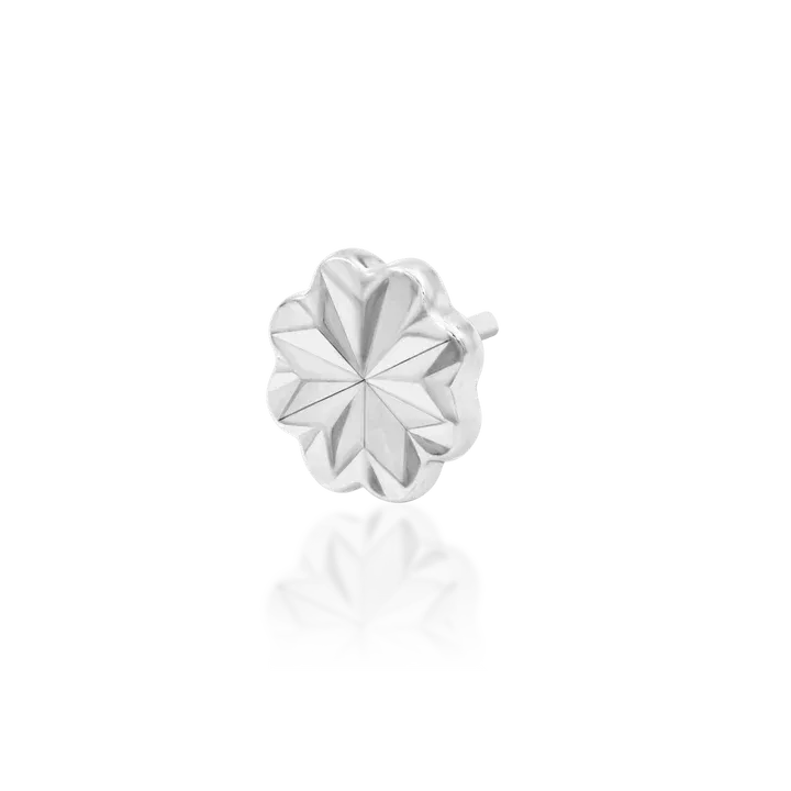 Junipurr 14K Solid White Gold Laser Blossom 4 mm