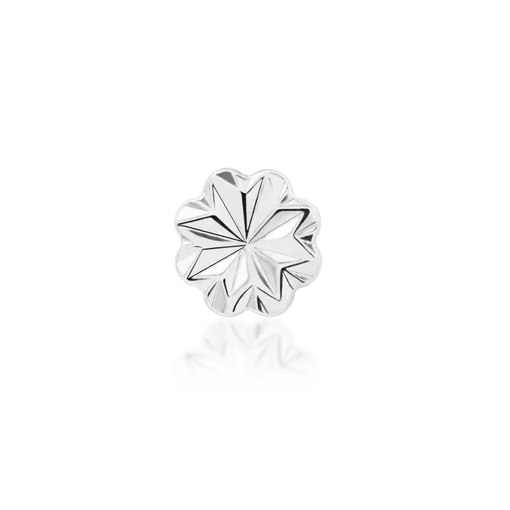 Junipurr 14K Solid White Gold Laser Blossom 4 mm Junipurr 14K Solid White Gold Laser Blossom 4 mm