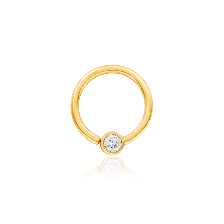 Junipurr 14K Solid Gold Ring with Fixed CZ
