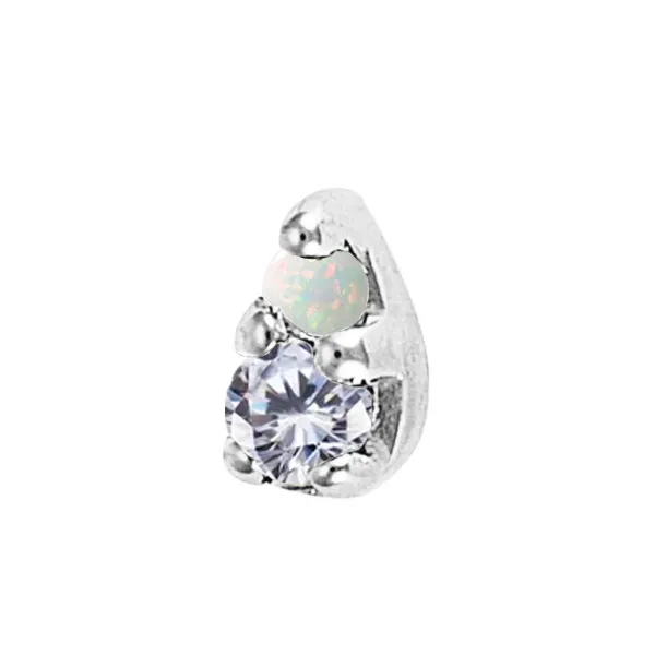 Body Gems 14K Solid White Gold Threadless Pear 1.5 & 2 mm Gem