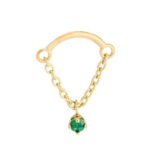 Body Gems 14K Solid Yellow Gold Threaded Hidden Helix With Dangling Gem - Emerald CZ Body Gems 14K Solid Yellow Gold Threaded Hidden Helix With Dangling Gem - Emerald CZ