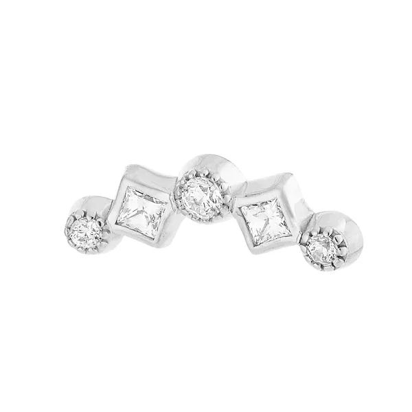 Body Gems 14K Solid White Gold Threaded Circle Gets the Square